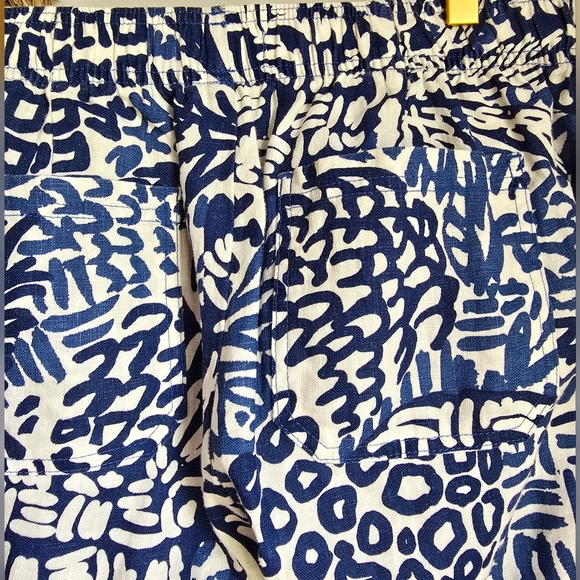 Lilly Pulitzer, New, Aden Linen Tassel Ankle Pants Indigo Home Slice SZ Small - Picture 7 of 11